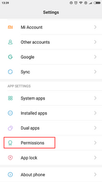 Choose "Permissions" in Xiaomi settings