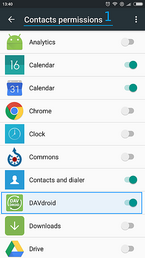 Allow DAVx5 in "Contacts permissions"